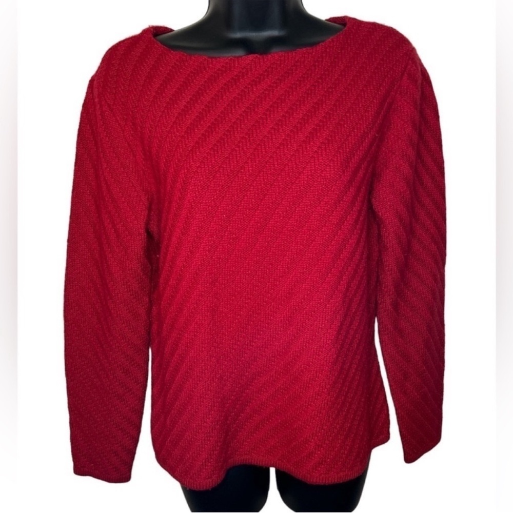 Vtg Talbots Women’s Sz Sm Merino Wool Vibrant Red Knit Bateau/Crewneck Sweater